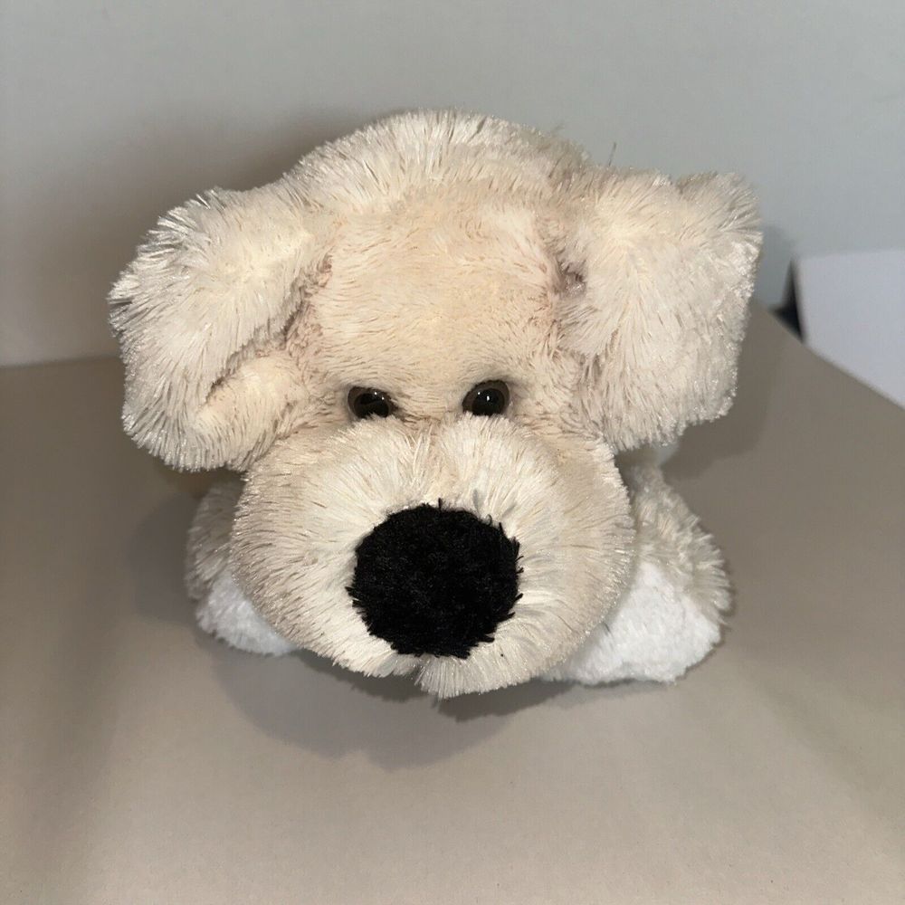 2003 Animal Adventure plush White Puppy Dog w/ Plaid Bow 18”